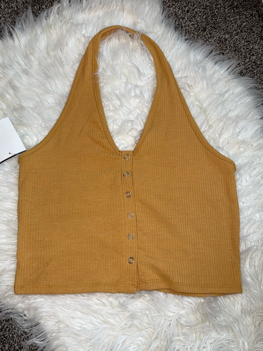 NWT golden button down halter top